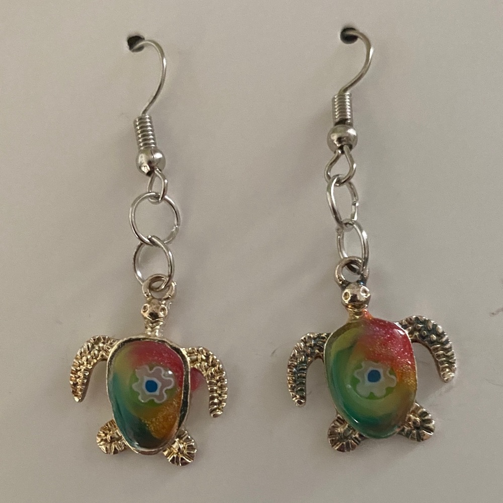 Colorful Turtle Dangle Earrings